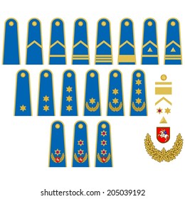 Military ranks and insignia of the world. Illustration on white background.