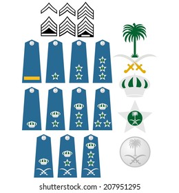 Military ranks and insignia of the world. Illustration on white background.