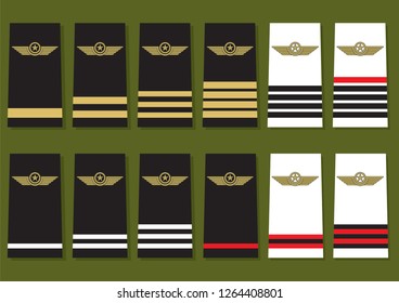 Military ranks and insignia of the world,Epaulets  Illustration on Vector