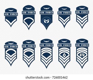 Military Ranks Stripes and Chevrons. Vector Set Army Insignia. Sergeant's Staff