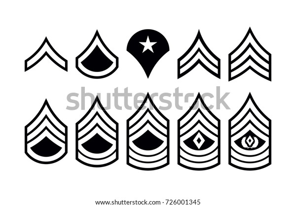 Military Ranks Stripes and Chevrons. Vector Set\
Army Insignia. Sergeant\'s\
Staff
