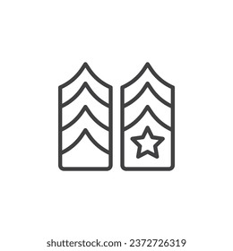 Military Ranks Stripes line icon. linear style sign for mobile concept and web design. Military Badge Chevrons outline vector icon. Symbol, logo illustration. Vector graphics