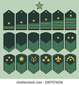 Military Ranks Symbol Epaulet Graphics Set Stock Vector (Royalty Free ...