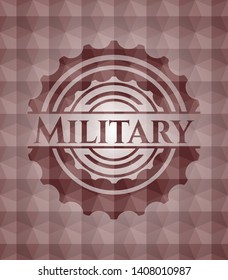 Military red badge with geometric background. Seamless.