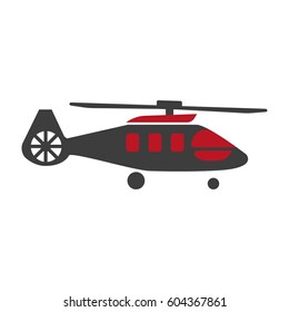 Military rescue helicopter icon vector image. Suitable for use on web apps, mobile apps and print media. Black and red copter or rotor plane isolated on white. Illustration of air transport close-up.