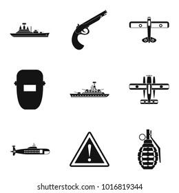 Military resources icons set. Simple set of 9 military resources vector icons for web isolated on white background