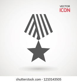Military reward medal line icon, outline vector sign, linear style pictogram isolated on white. Symbol, logo illustration. Editable stroke