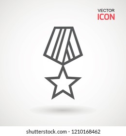 Military reward medal line icon, outline vector sign, linear style pictogram isolated on white. Symbol, logo illustration. Editable stroke