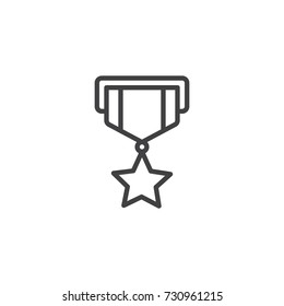 Military reward medal line icon, outline vector sign, linear style pictogram isolated on white. Symbol, logo illustration. Editable stroke