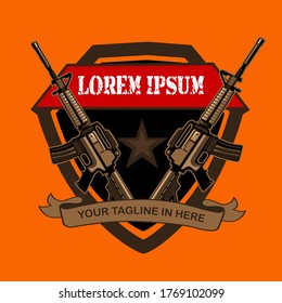 Military riffle logo in vector