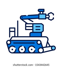 Military robot color line icon. Bomb-disposal robot or explosive ordnance disposal EOD. Innovation in technology. Sign for web page, app. UI/UX/GUI design element. Editable stroke.