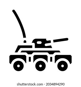 Militärroboter-Glyphsymbol-Vektorgrafik. militärisches Roboterzeichen. isoliertes Kontursymbol
