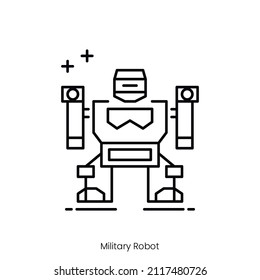 military robot icon. Outline style icon design isolated on white background