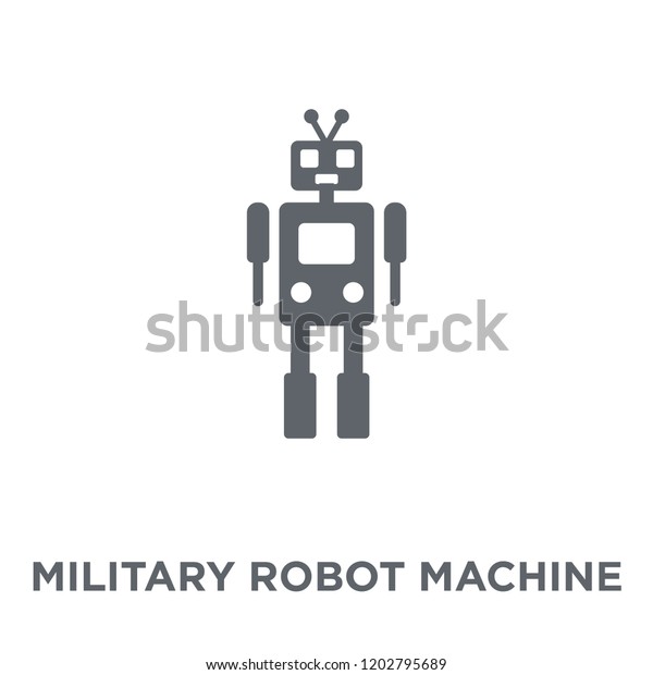 Military robot machine icon. Military robot\
machine design concept from Army collection. Simple element vector\
illustration on white\
background.