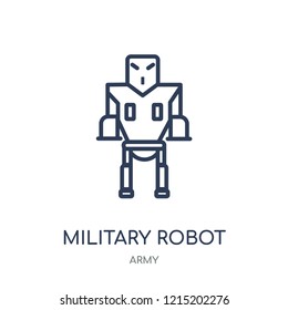 Military robot machine icon. Military robot machine linear symbol design from Army collection.