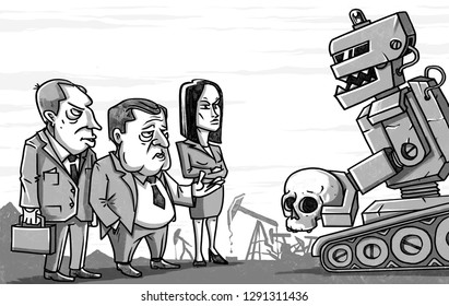 military robot in the post apocalypse