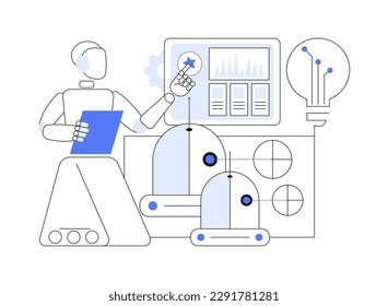 Military robotics abstract concept vector illustration. Artificial intelligence in defence operations, automated army machinery, military robot technologies, machine learning abstract metaphor.