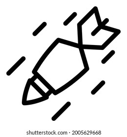 Military rocket icon. Outline military rocket vector icon for web design isolated on white background