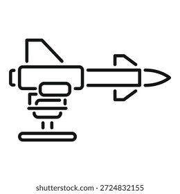 Sistema de arma militar del lanzacohetes que permanece en alerta, diseño del icono de la línea