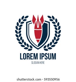 Military rocket shield theme logo design