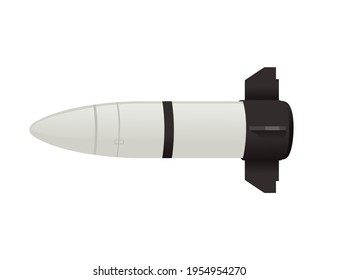 Military rocket weapon nuclear launch vector illustration isolated on white background