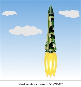 Military rocket/Carrier rocket with fire/Science and space technologies