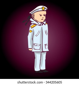 Military sailor. Hand drawn cartoon vector illustration.