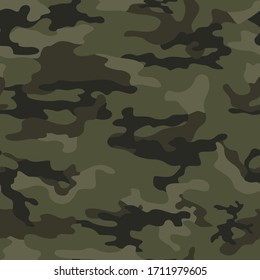 Military seamless camo pattern Khaki print. Ornament. Vector