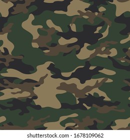 
Military seamless camouflage texture on textile clothes, fabrics. Vector print. Ornament.