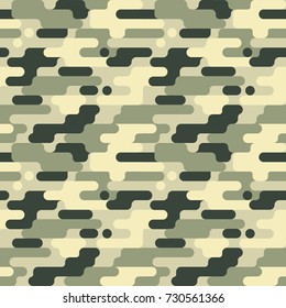 Military Seamless Pattern. Camouflage Background. Camo Fashion Texture. Army Uniform. Vector illustration