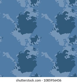 Military seamless pattern. Vector illustration, blue ship camo, UFO urban camouflafe in different shades of blue that is usable as background, backdrop, cloth print or for wrapping paper