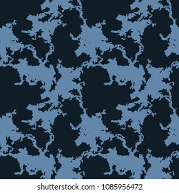 Military seamless pattern. Vector illustration, blue ship camo, UFO urban camouflafe in different shades of blue that is usable as background, backdrop, cloth print or for wrapping paper