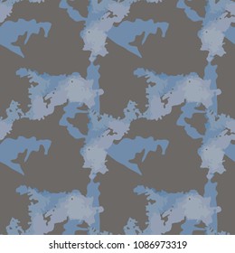 Military seamless pattern. Vector illustration, blue and grey ship camo, UFO urban camouflage in different shades of blue that is usable as background, backdrop, cloth print or for wrapping paper