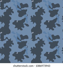 Military seamless pattern. Vector illustration, shades of blue ship camo, UFO urban camouflage in different shades of blue that is usable as background, backdrop, cloth print or for wrapping paper