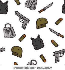Military seamless pattern. Weapons pattern.