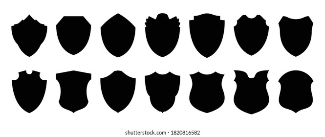 Military shield Vector. Police badge shape, Security, football patches isolated on white background. Heraldic royal design in flat style. Vector illustration. 
