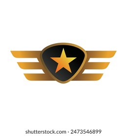 military shield wing star emblem logo