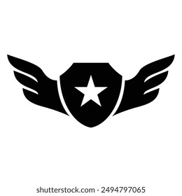 military shield wing star emblem logo design