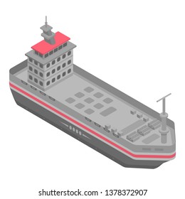Military ship icon. Isometric of military ship vector icon for web design isolated on white background