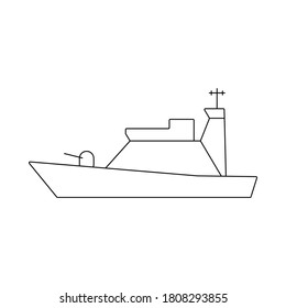 Military ship, line art vector, illustration vector, flat icon design