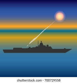 Military ship vector illustration