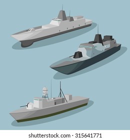 Military ships vector image design set for you illustration and design needs. 