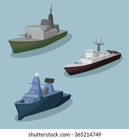 Military ships vector image design set for you illustration and design needs.