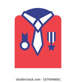 military shirt with medals silhouette style icon vector illustration design