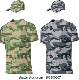 Military Shirts and caps templates. Vector illustration