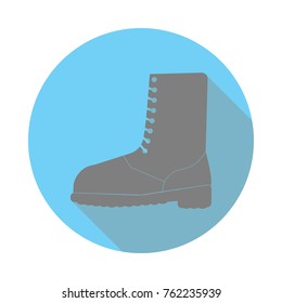 military shoe boots flat icon. Army sign on white background