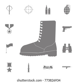 military shoe boots icon. Set of military elements icon. Quality graphic design collection army icons for websites, web design, mobile app on white background