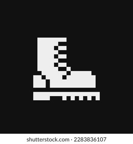 Zapatos militares, icono de arte de píxeles de arranque. Diseño para pegatinas, logotipo de zapatería, aplicación móvil. Juego de activos de 8 bits. Ilustración vectorial aislada.