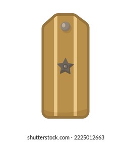 Military shoulder strap with one star cartoon illustration. Epaulette for majors, rank insignia for combat or battle isolated on white background. Army, uniform, success concept
