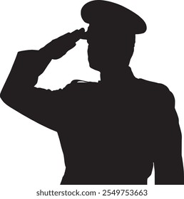 Military Silhouette Design Soldier Saluting for Patriotic Themes and Crafts